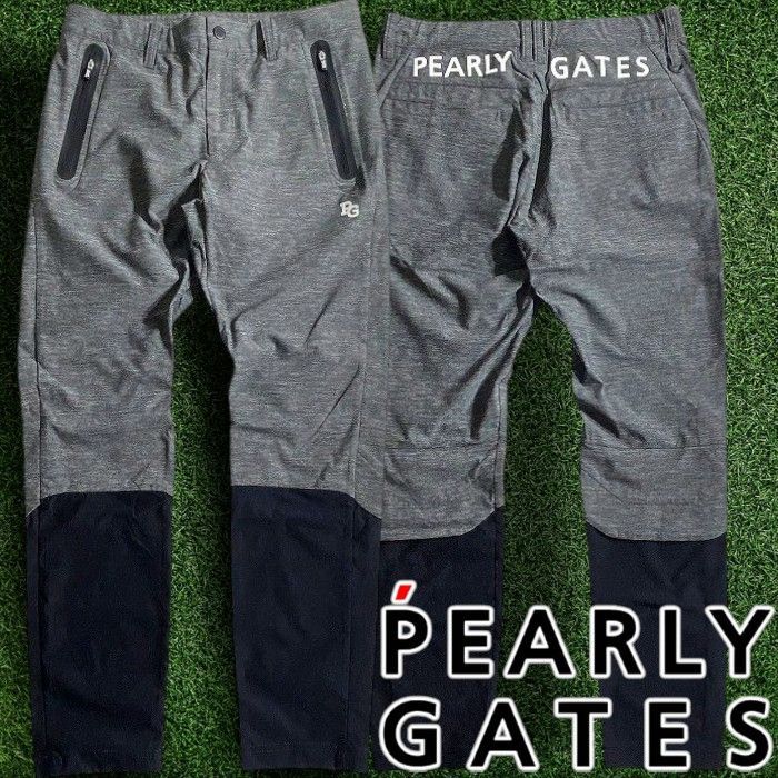 PEARLY GATES パーリーゲイツ ゴルフ 持続保温 TEXBRID 異素材切替 ストレッチ テックパンツ ロングパンツ ゴルフウェア 053-2231905 定価3万 グレー ブラック ▲034 50724w01