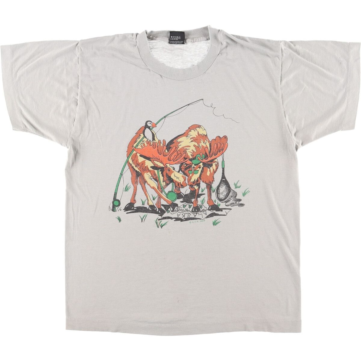 古着 80年代 SCREEN STARS BEST トナカイ柄 アニマルTシャツ USA製 メンズL ヴィンテージ/eaa445974