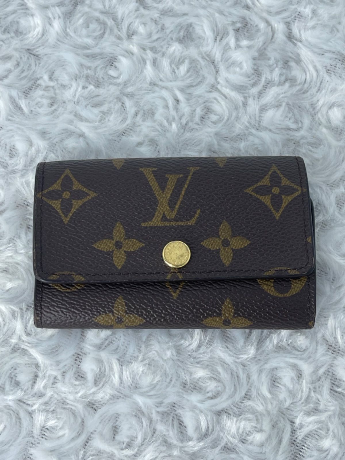 LOUIS VUITTON◇ミュルティクレ4_モノグラム_BRW/レザー/BRW