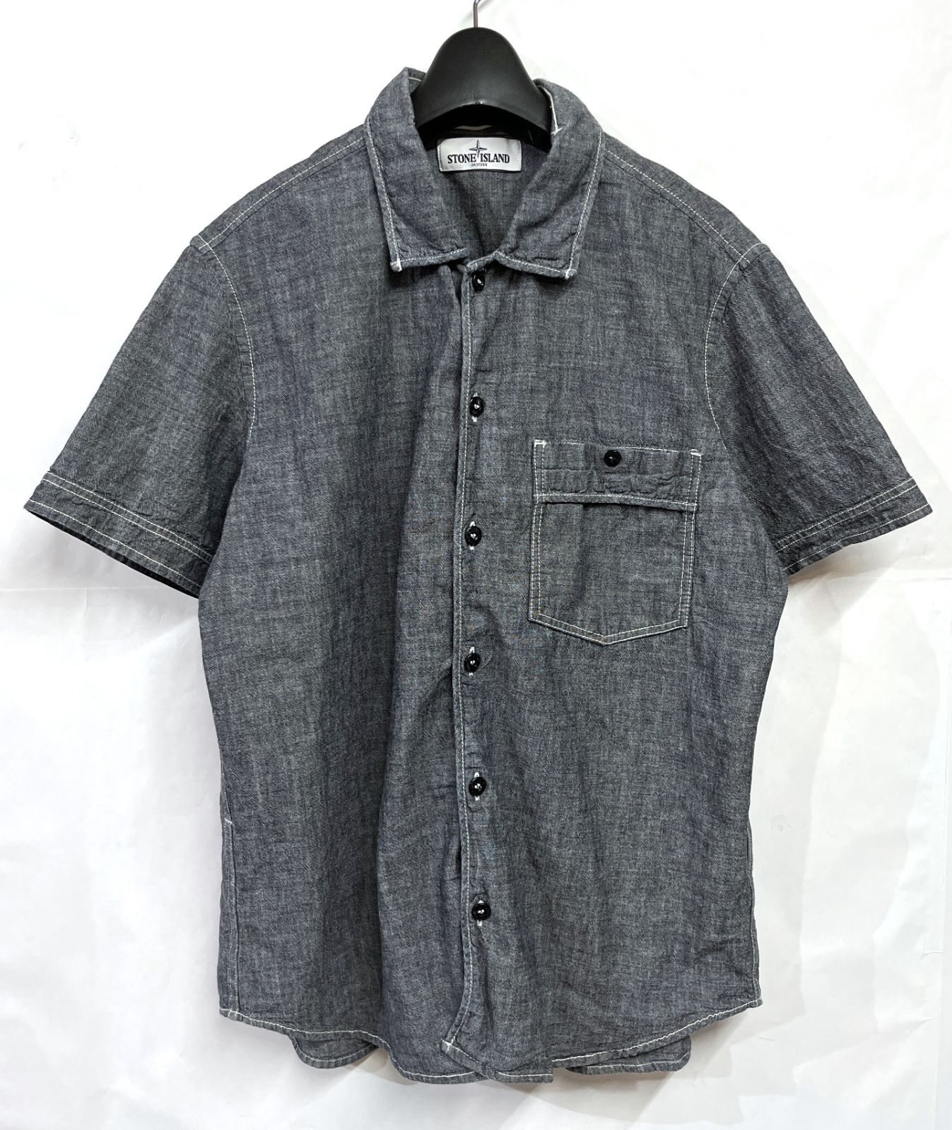 STONE ISLAND|ストーンアイランド 胸ポケット シャンブレー半袖 STONE ISLAND|ストーンアイランド 胸ポケット シャンブレー半袖