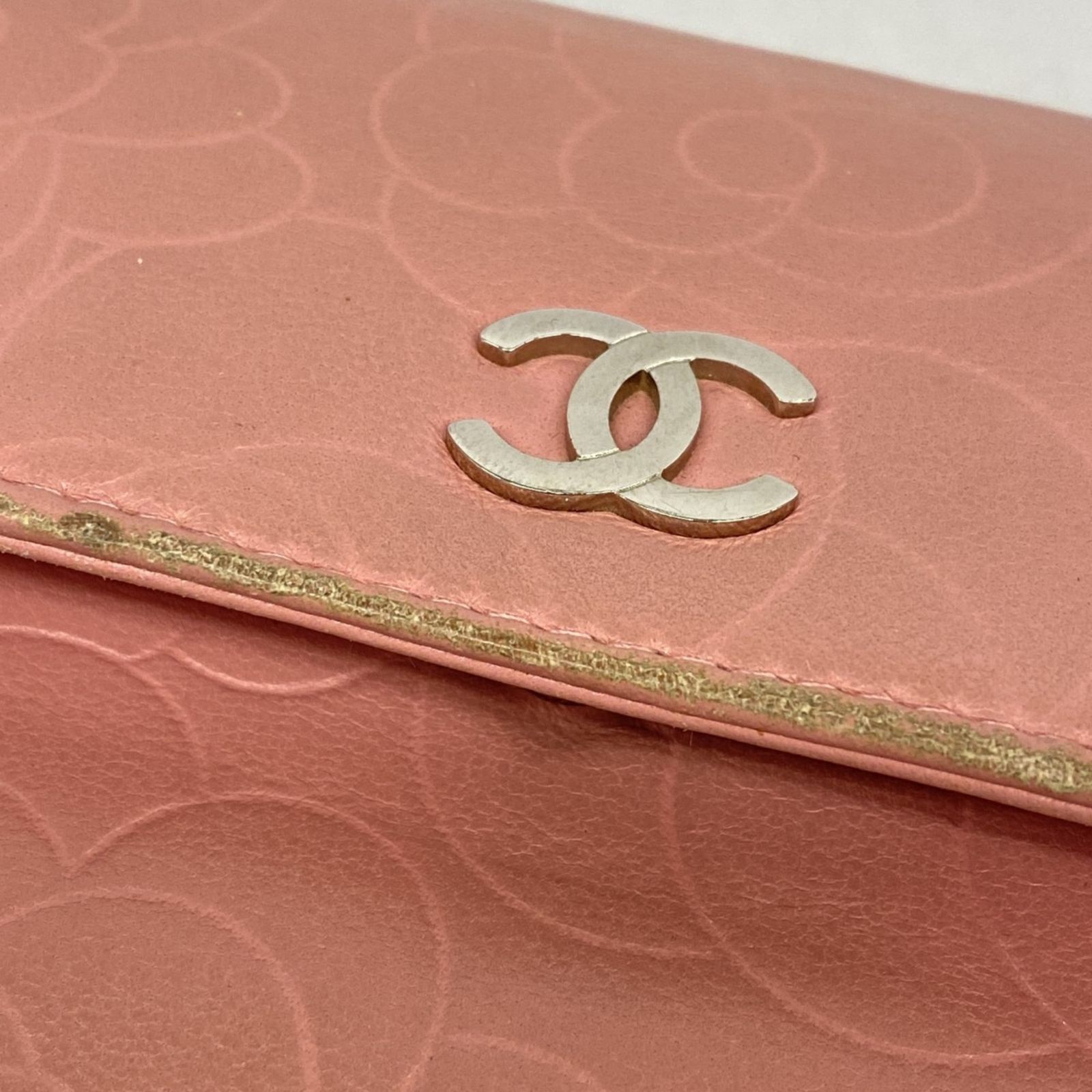 シャネル(Chanel) シャネル 長財布 カメリア ラムスキン ピンク