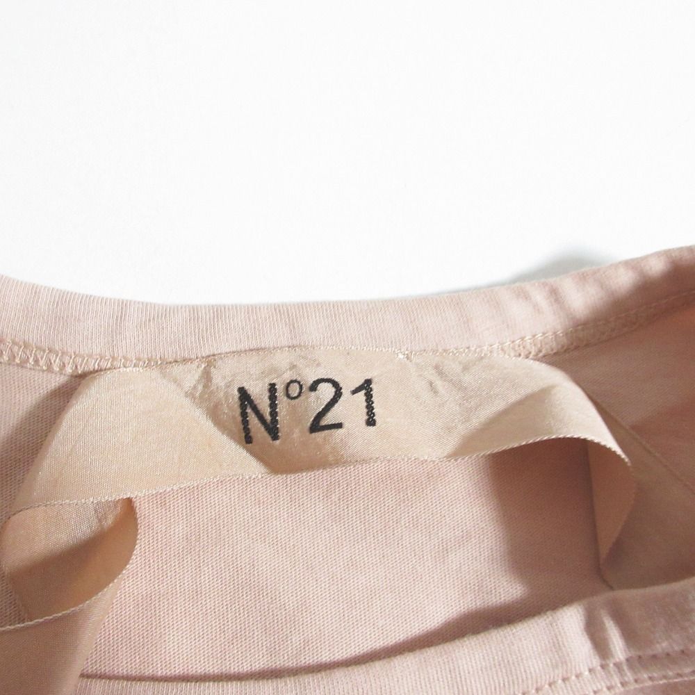 美品 N21 ヌメロヴェントゥーノ ドットロゴプリント 半袖 クルーネック Tシャツ カットソー 36 ピンク レディース 古着 中古 美品 N21 ヌメロヴェントゥーノ ドットロゴプリント 半袖 クルー