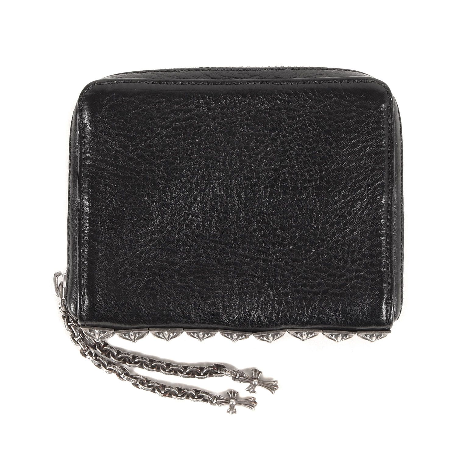美品 CHROME HEARTS クロムハーツ ピラミッドスタッズ ラウンドジップ 