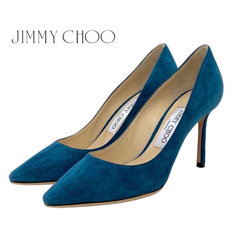 ジミーチュウ JIMMY CHOO パンプス 靴 シューズ スエード ブルー - メルカリ