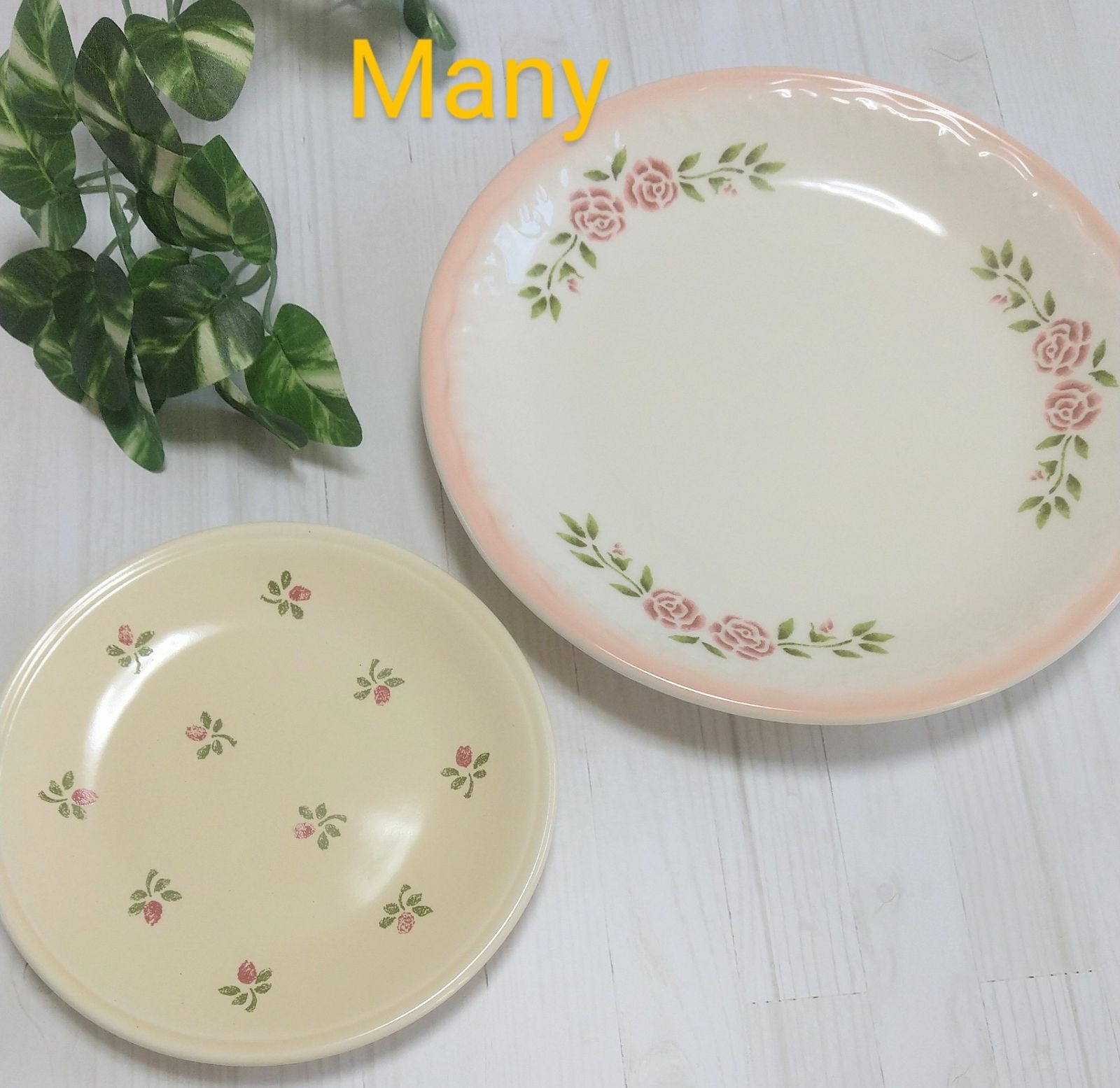 Many　マニー　ステンシルローズ　プレート2枚　ボウル2個　セット Many マニー ステンシルローズ プレート2枚 ボウル2個 セット マニー