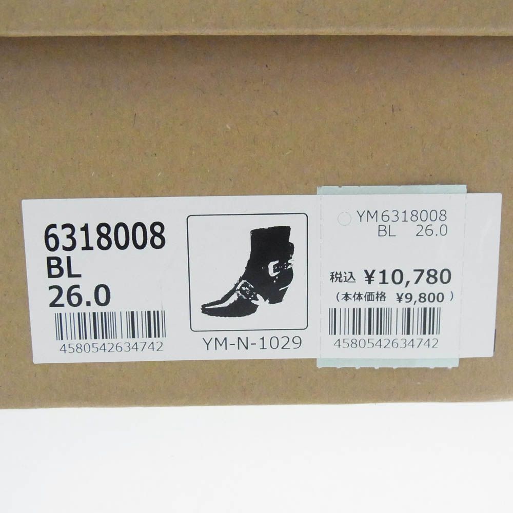 ヨースケ ヨウスケ YOSUKE 6318008 ウエスタンバックル クロスベルト ウエスタンブーツ 厚底ブーツ ショートブーツ 26cm【新古品】【未使用】【中古】