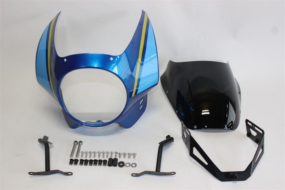 XSR 900 XSR900 xsr900 2025 以降 ビキニカウル フロントカウル 青 - スモーク スクリーン -ステー セット