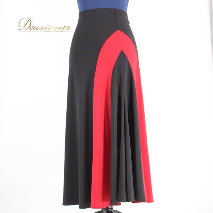 新品　社交ダンス　スカート　黒　赤　レッスン　パーティ　花柄　タンゴ　6244 新品 社交ダンス スカート 黒 赤 レッスン パーティ 花柄 タンゴ 6244