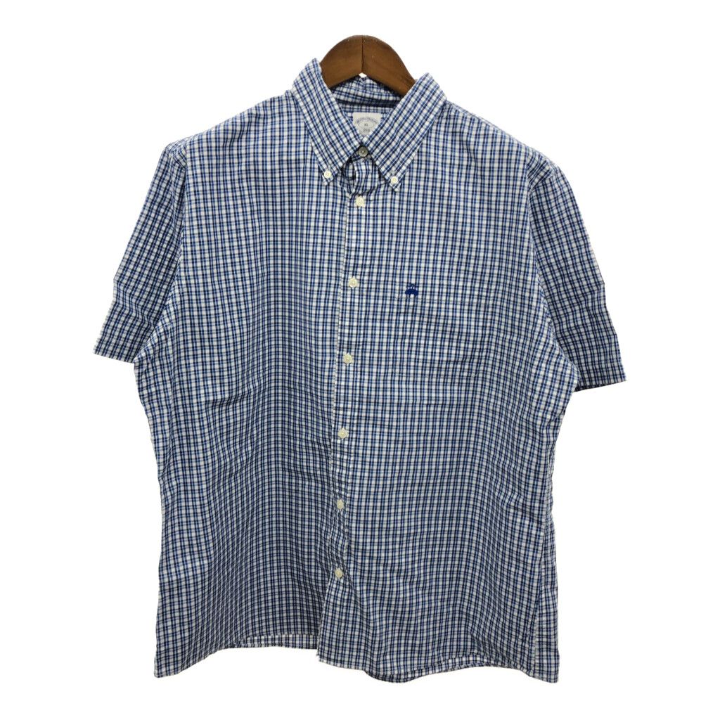 Brooks Brothers ブルックスブラザーズ ボタンダウン 半袖シャツ チェック ブルー (メンズ XL) 中古 古着 R0316