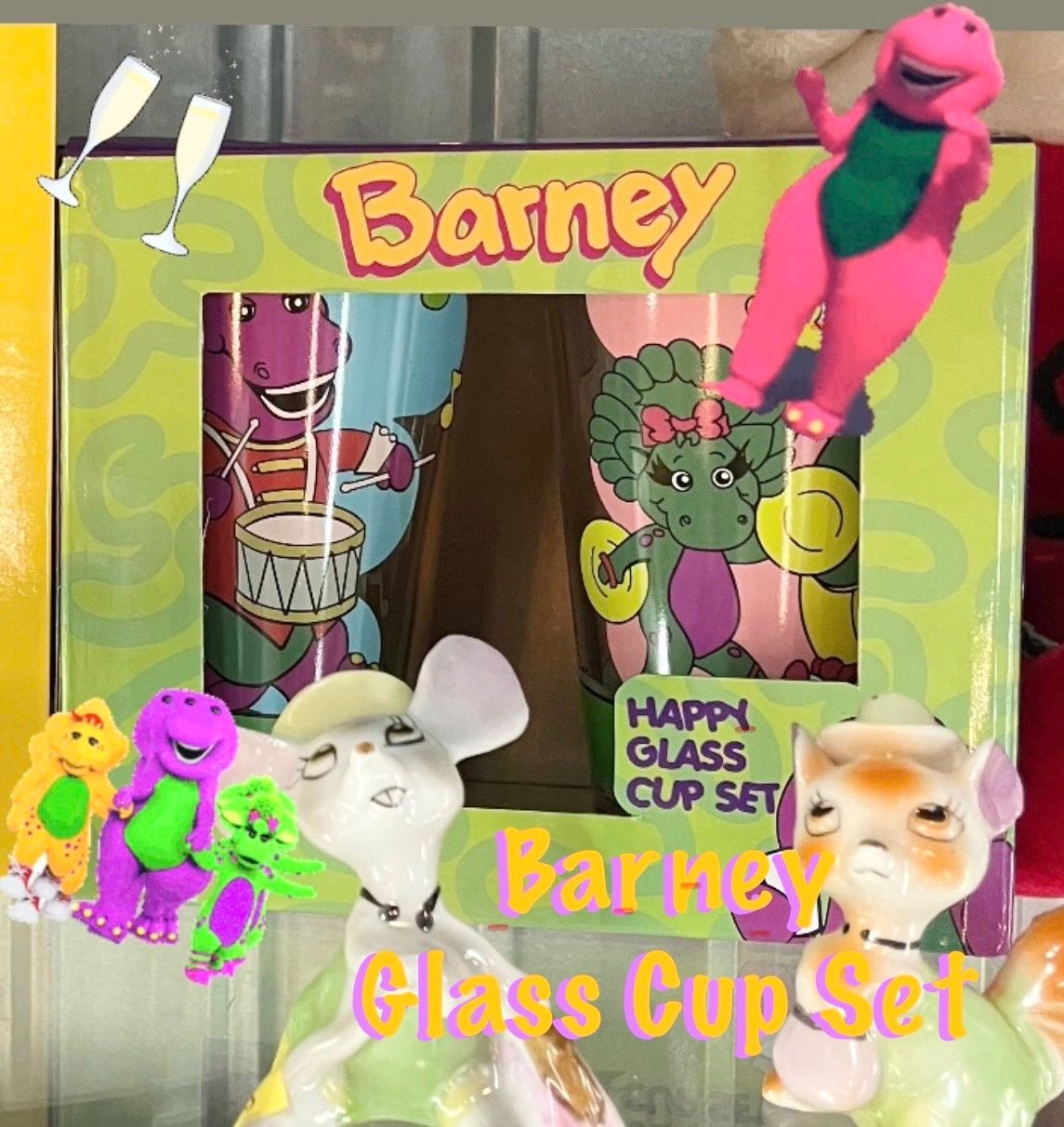  Barney Glass Cup Set バーニー ペア グラスカップ マグカップ・食器