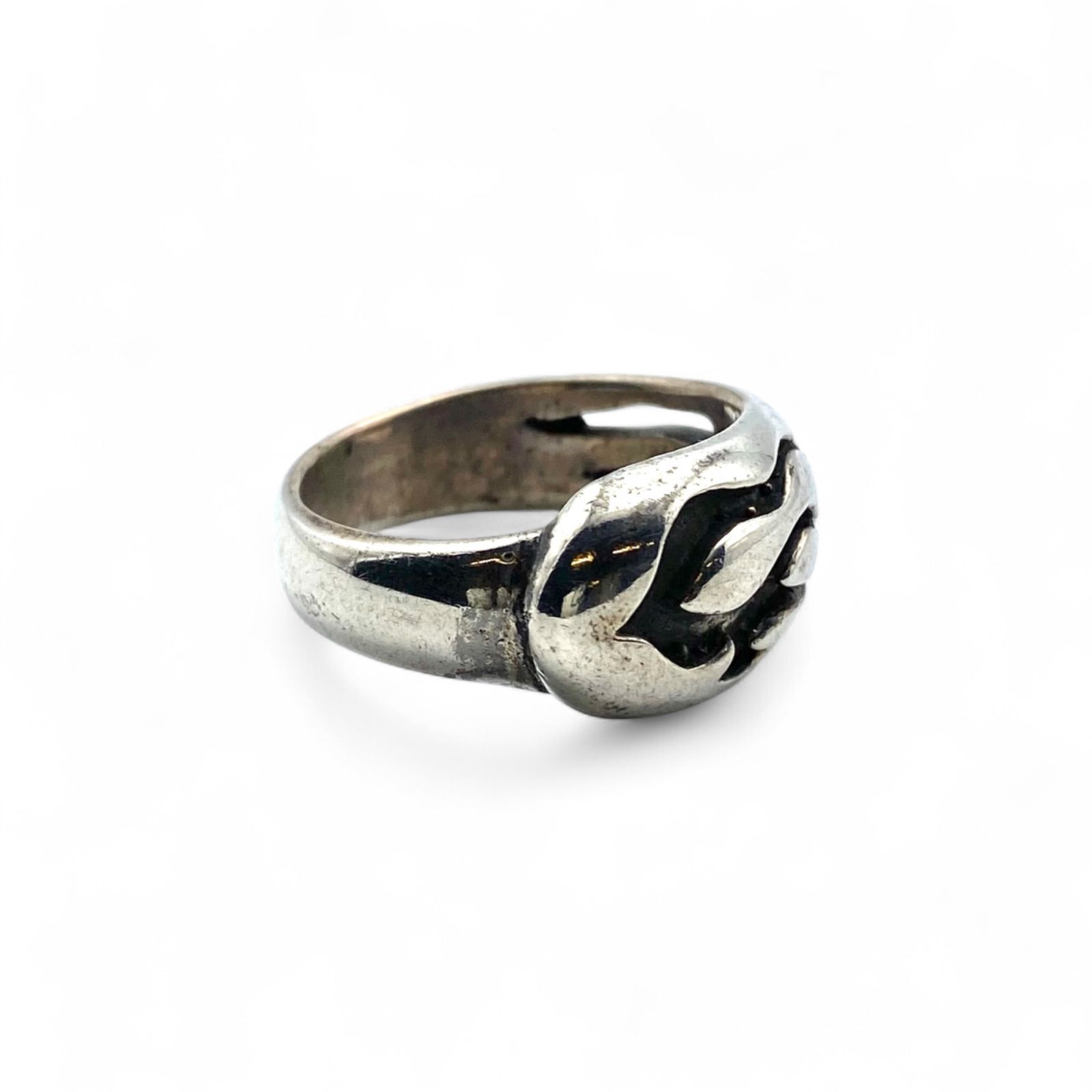 燃える炎】ファイアパターン Silver 925 刻印 90s Vintage Ring
