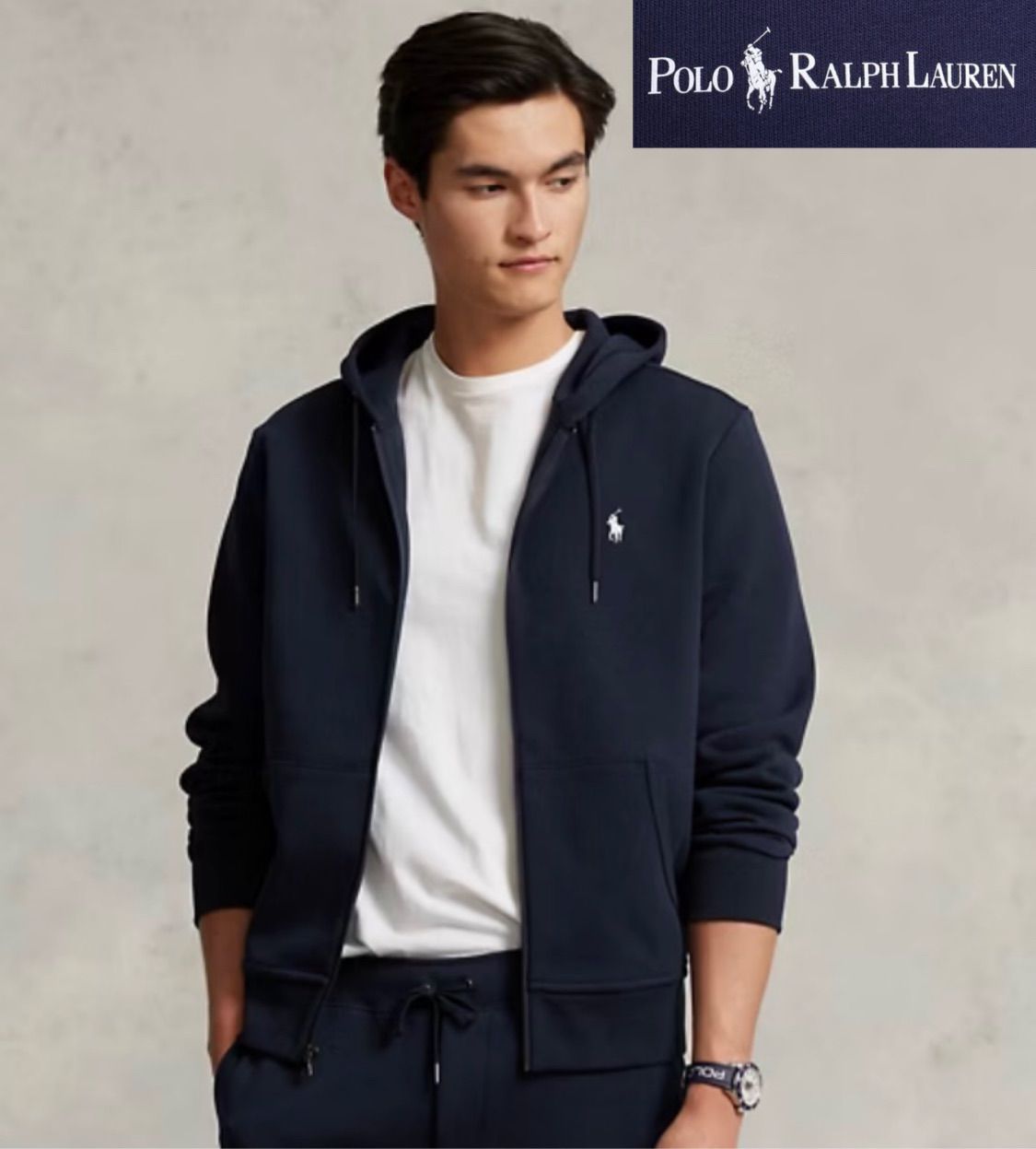 ポロ ラルフローレン パーカー 710888282 メンズ ダブルニット フルジップ フーディ POLO RALPH LAUREN ジップアップ　パーカー　 カラー:02.アビエーターネイビー