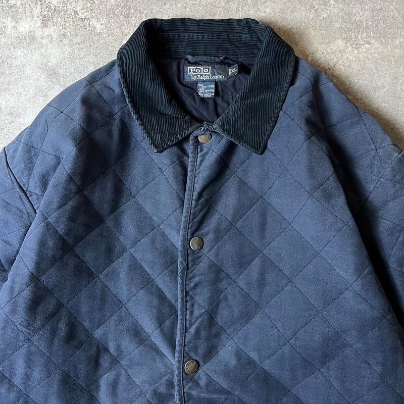 90年代 ポロラルフローレン　リバーシブルハーフコート　ブラックウォッチ 90s POLO RALPH LAUREN 中綿 キルティング コットン ハーフ