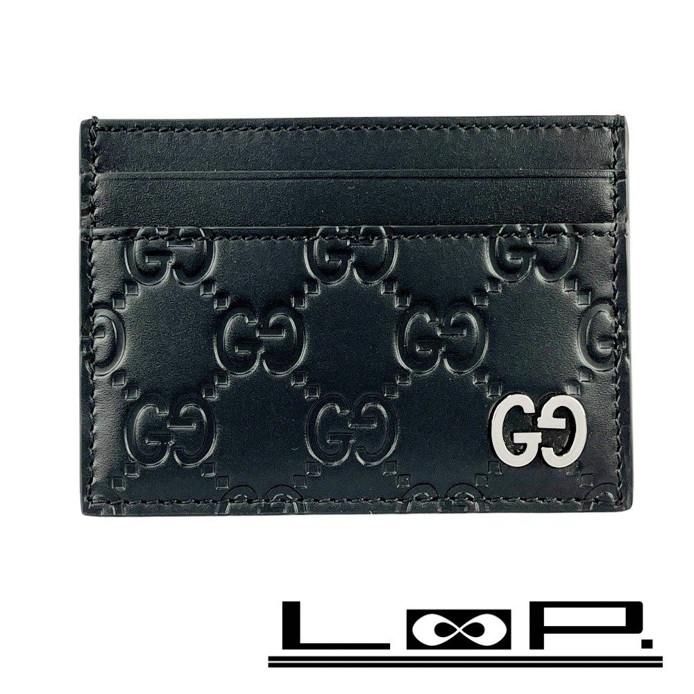グッチ GG シマ カードケース パスケース 定期入れ ビジネス レザー ブラック 箱 449574 10