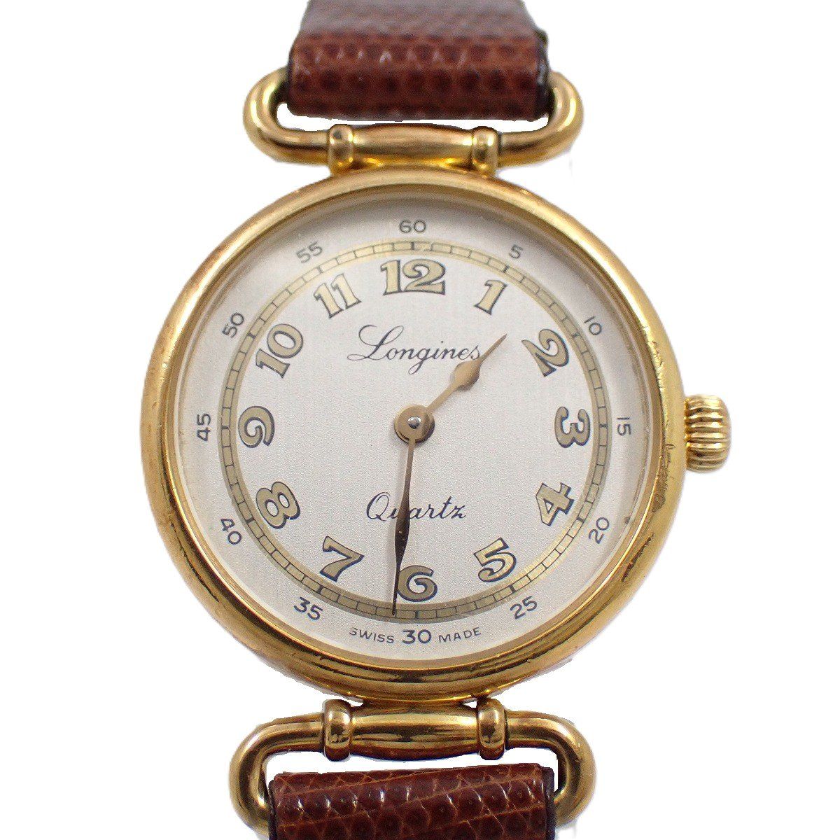 ロンジン 150周年記念モデル クォーツ レディース 腕時計 ゴールドGP シルバー文字盤 社外ベルト 純正尾錠 いおき質店