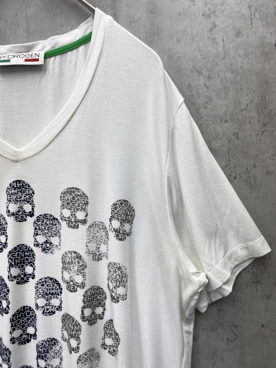HYDROGEN ハイドロゲン 半袖 Tシャツ sizeL/白 □◇メンズ