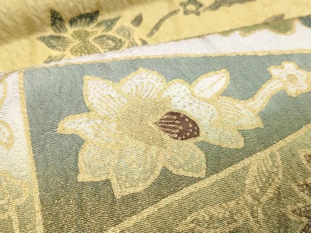 平和屋着物○太鼓柄袋帯 創作帯 結幡 飛鳥枝葉唐草文 金彩 正絹 逸品