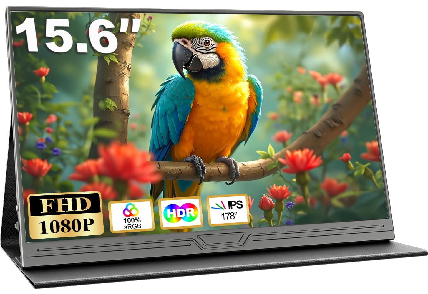 ゲームモニター1080P ゲーミングモニター ポータブルモニター スイッチ用 1920x1080 FHD ディスプレイ モニター 持ち運び IPSパネル 15.6インチ 薄型 軽量 スピーカー内蔵 モバイルモニター 標準HD|USB-A|Type-C|mini