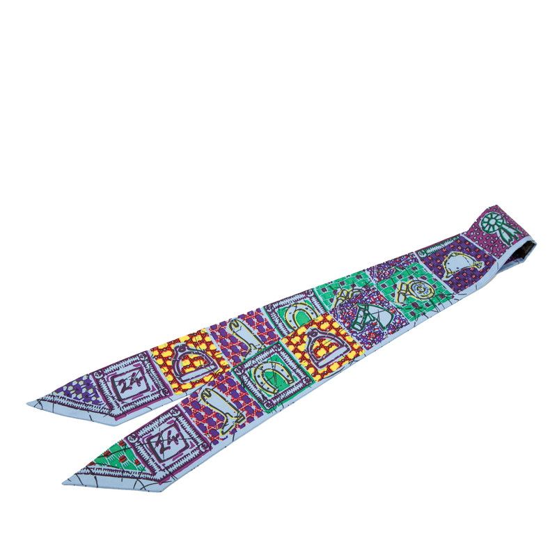 エルメス ツイリー Le Boubou H ブーブーH ブルー パープル マルチカラー シルク レディース HERMES 1-0237908