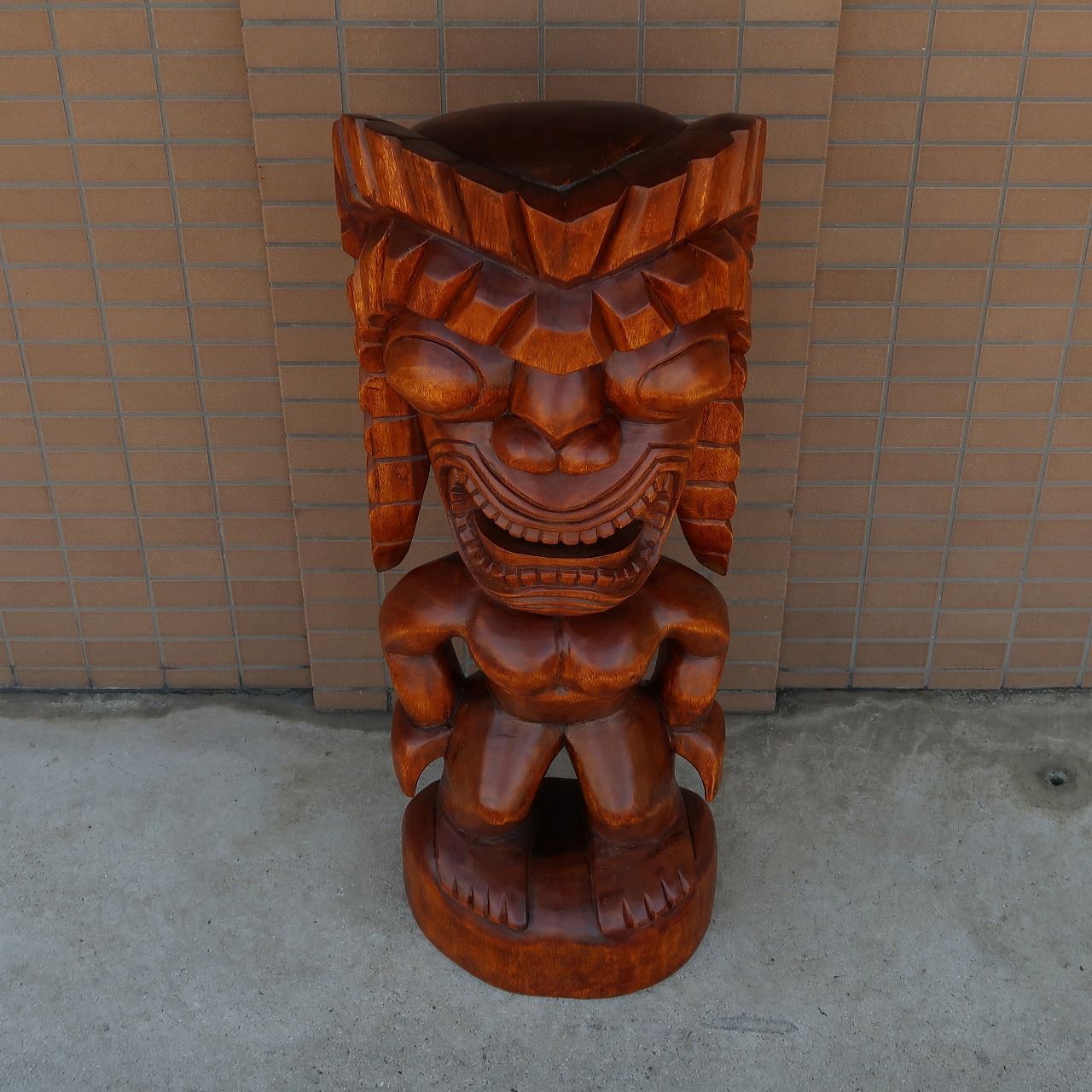 ティキの木彫り TIKI KU 100cm 木製スワール無垢材 1m