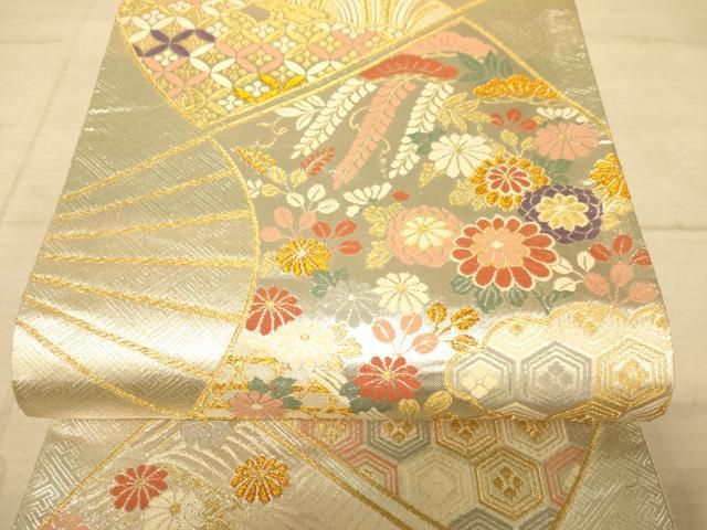平和屋着物◎佐賀錦 六通柄袋帯 吉祥花文 金銀糸 正絹 逸品