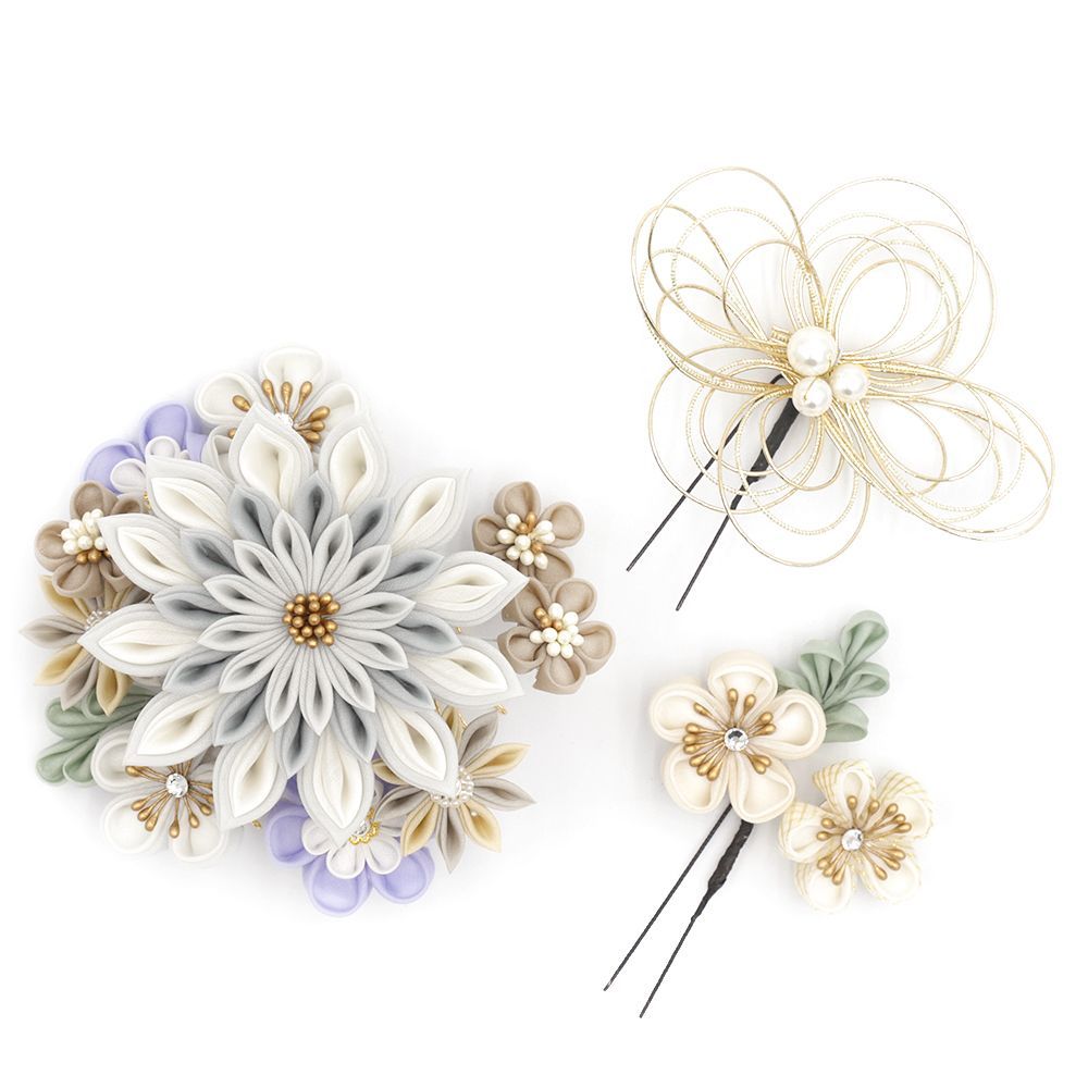 翠山工房 ベージュ×パープル染め分け辻が花豪華振袖 袋帯 2点セット