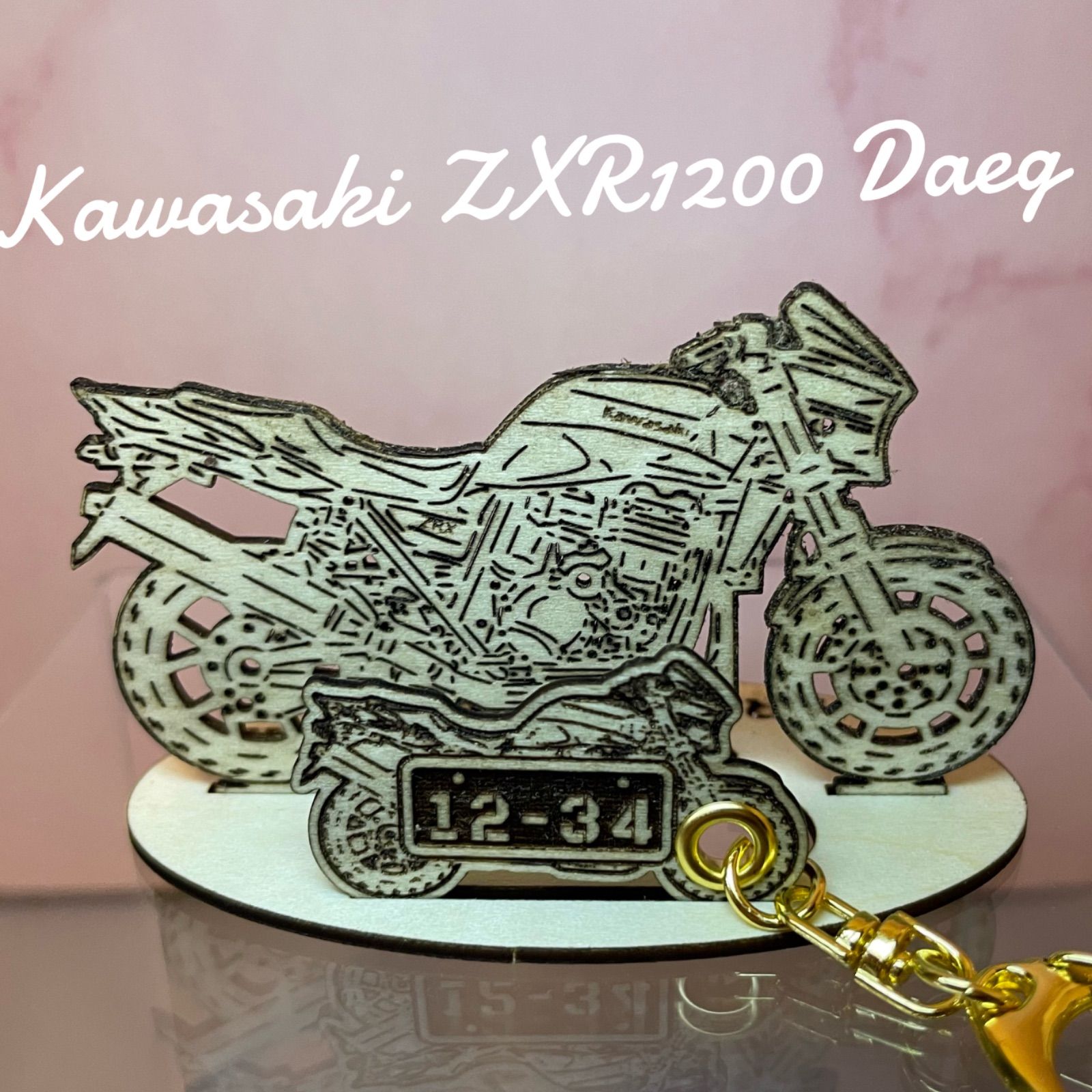 バイク カワサキ ZXR1200 DAEG 模型 木製 フィギュア スタンド