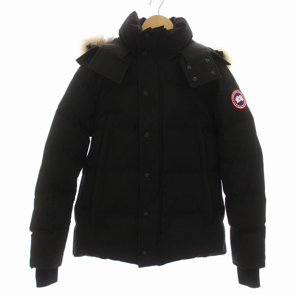 カナダグース CANADA GOOSE WYNDHAM PARKA ウィンダムパーカー ダウンジャケット フュージョンフィット コヨーテファー 毛皮 ロゴパッチ フーディー リブ M 黒 ブラック 3808MA /KW GY18