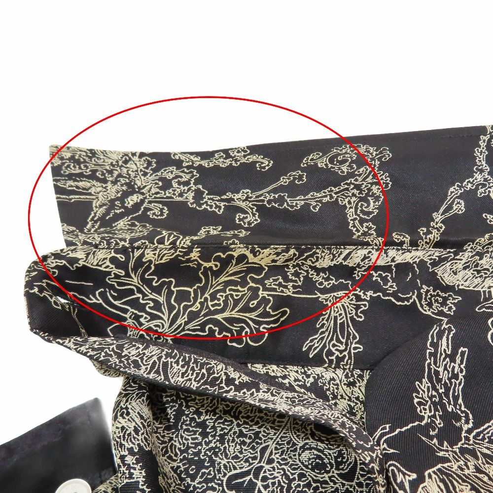 良品 HERMES エルメス シアー シルクシャツ ブラウス 長袖 総柄