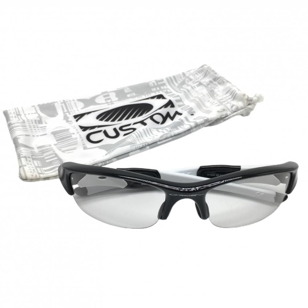 【美品】オークリー スポーツサングラス 黒×白 24-020J 63-14 収納袋付 ゴルフ Oakley