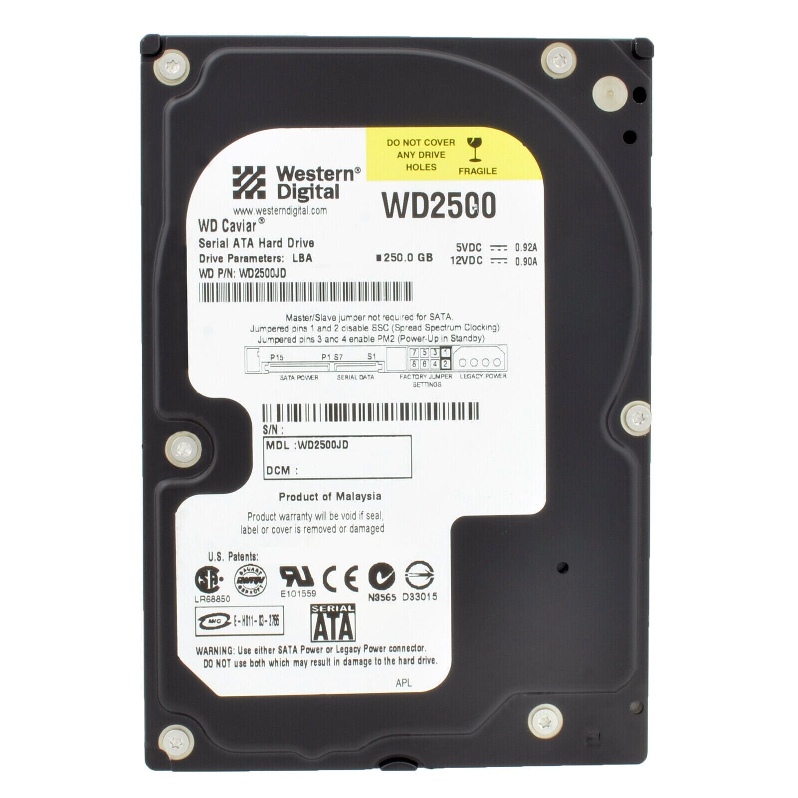 Hard Drive Western Digital 250GB WD2500JD 7200RPM 8MB Sata 3.5 INCH