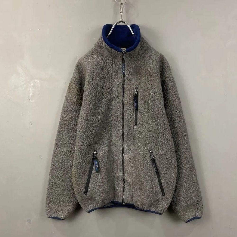 L.L.Bean グレー フルジップ フリースジャケット ボア グレー 【L.L. 