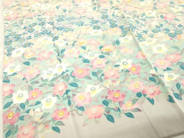 平和屋着物○本加賀友禅作家 百貫華峰 色留袖 草花文 暈し染め