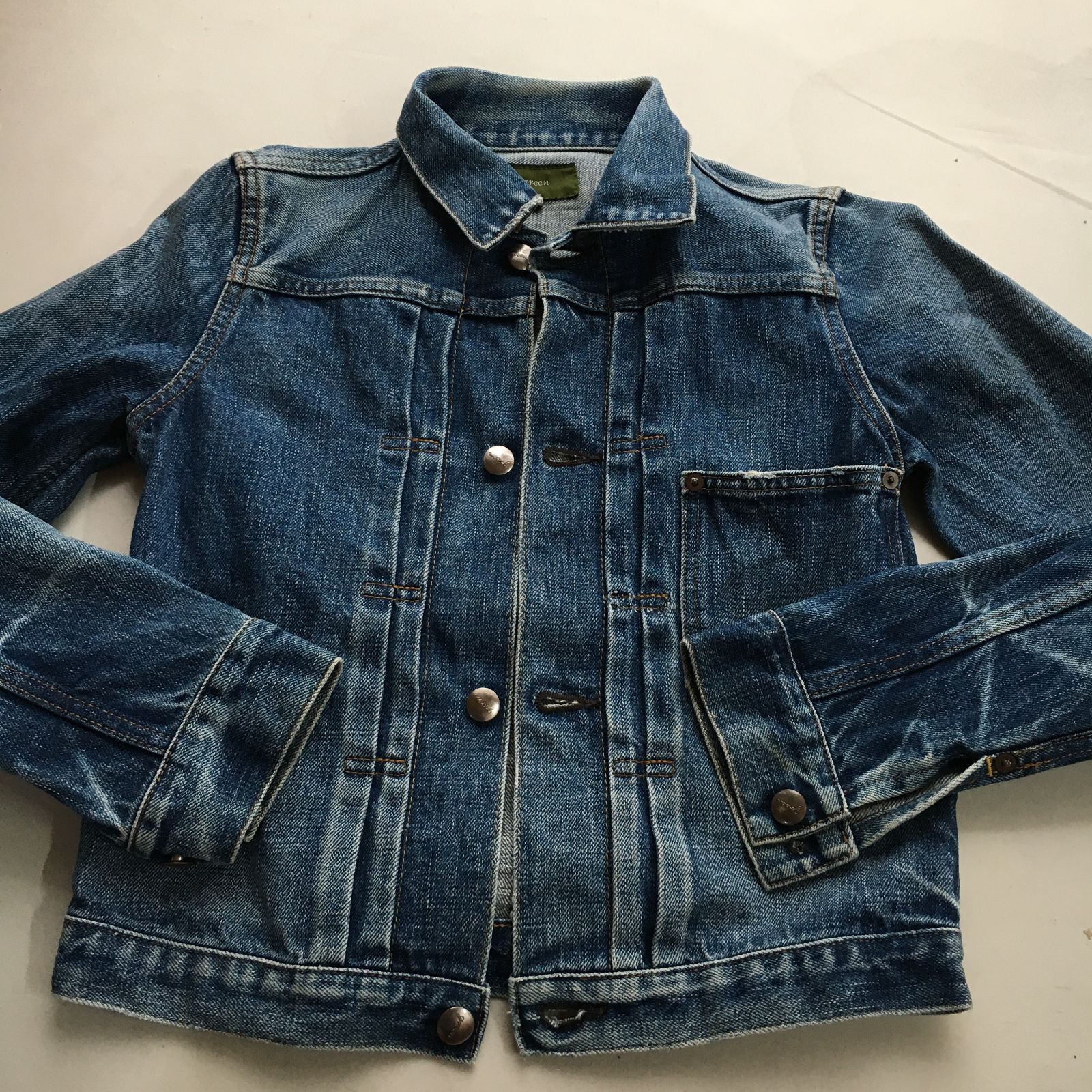 日本製 green グリーン セルビッジ デニムジャケット USED 12396
