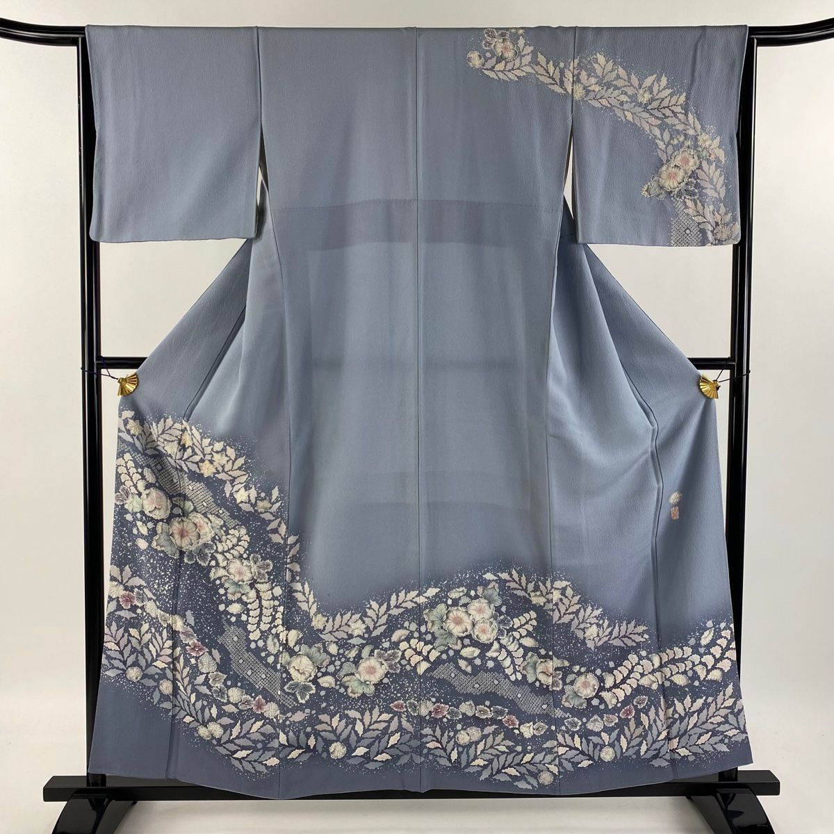 未使用品 小紋 辻が花 抹茶色 身丈157.5cm 裄丈65cm 袷 正絹 未使用品 小紋 辻が花 抹茶色 身丈157.5cm 裄丈65cm 袷 正絹