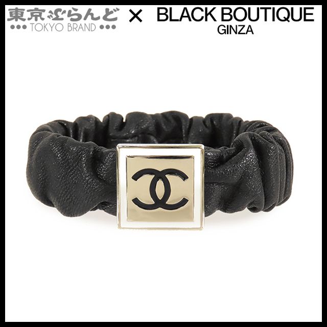 シャネル CHANEL シュシュ ブラック ゴールド金具 ラムスキン メタル ココマーク B21B ヘアアクセサリー レディース 101826378