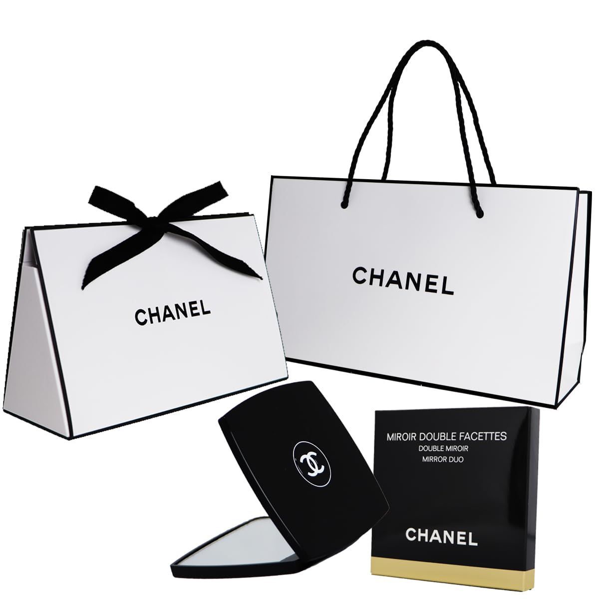 ダブル 国内正規品 コンパクトミラー MIROIR CHANEL DOUBLE FACETTES ギフトラッピング済 ミロワール ドゥーブル [セット品] ファセット シャネルショップバッグ付