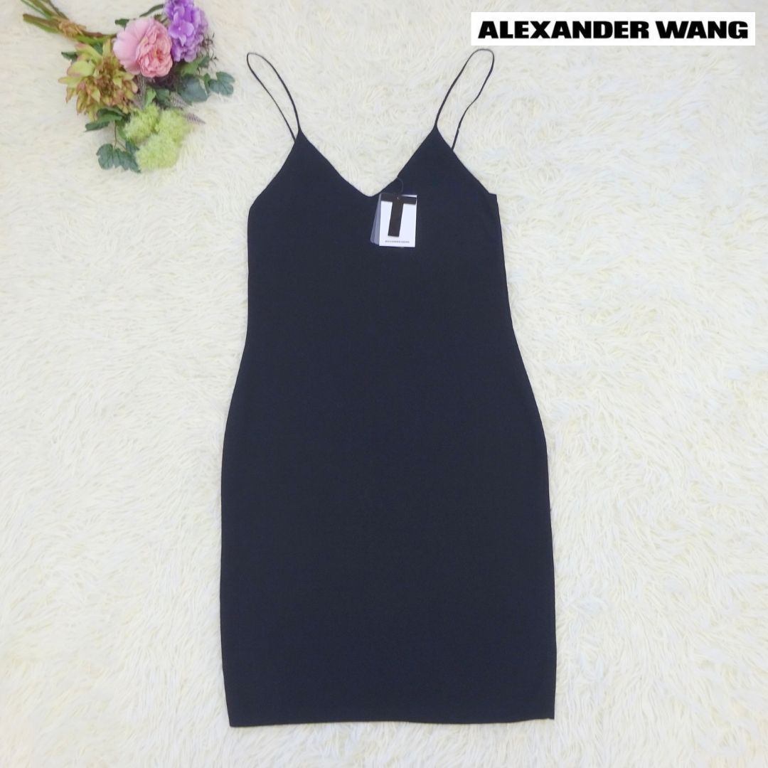 新品タグ付き】alexander wang アレキサンダーワン キャミソール ひざ丈ワンピース ニットワンピース ブラック レディース Sサイズ -  メルカリ