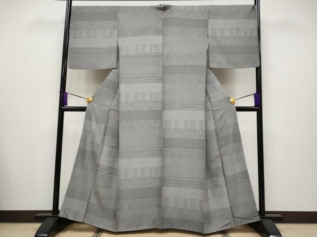 平和屋本店□極上 男性 小紋 単衣 間道 暈し染め 反端