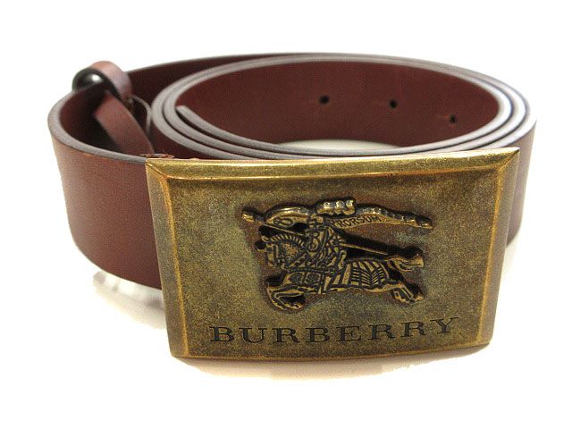 バーバリー BURBERRY スクエアバックル ベルト 34 85 ブラウン