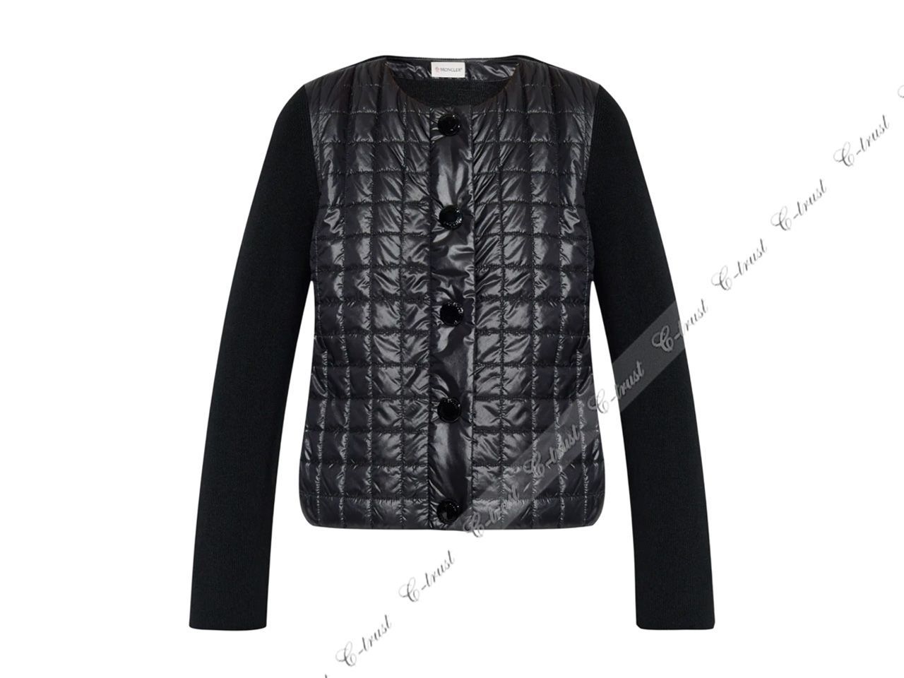 MONCLER モンクレール キルティング カーディガン ダウン クルーネック レディース ロゴ 999 ブラック L846-S..