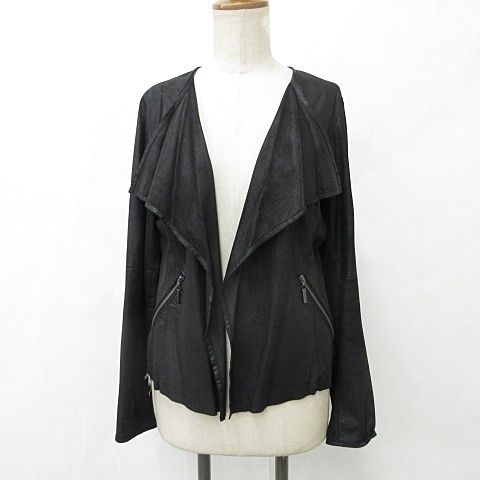 マイケルマイケルコース Michael michael kors ジャケット レザージャケット 羽織 ドレープ 羊革 ラムレザー 黒 ブラック 4