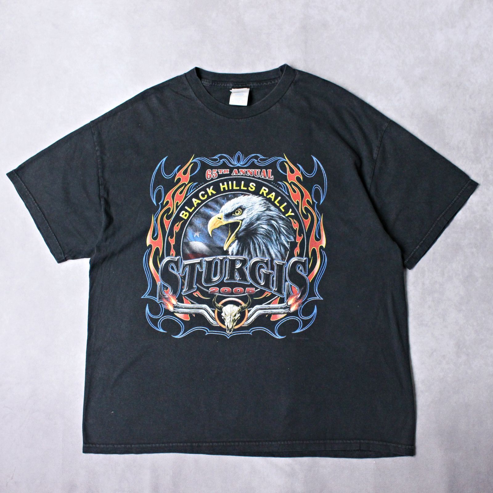 STURGIS】2005 バイクラリー 両面プリント ブラック Tシャツ XLサイズ 
