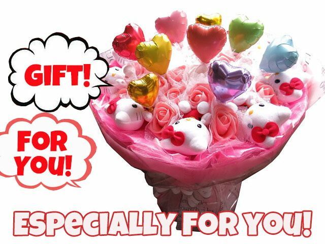 誕生日プレゼント キティ 花束 フラワーギフト キティ9個入り カラフル バルーン キティ ブーケ プレゼント