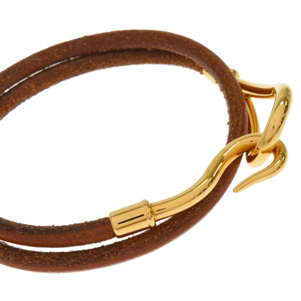 HERMES 2連 ジャンボチョーカー 金/レザー HERMES 美品 エルメス レザー ジャンボ チョーカー ネックレス