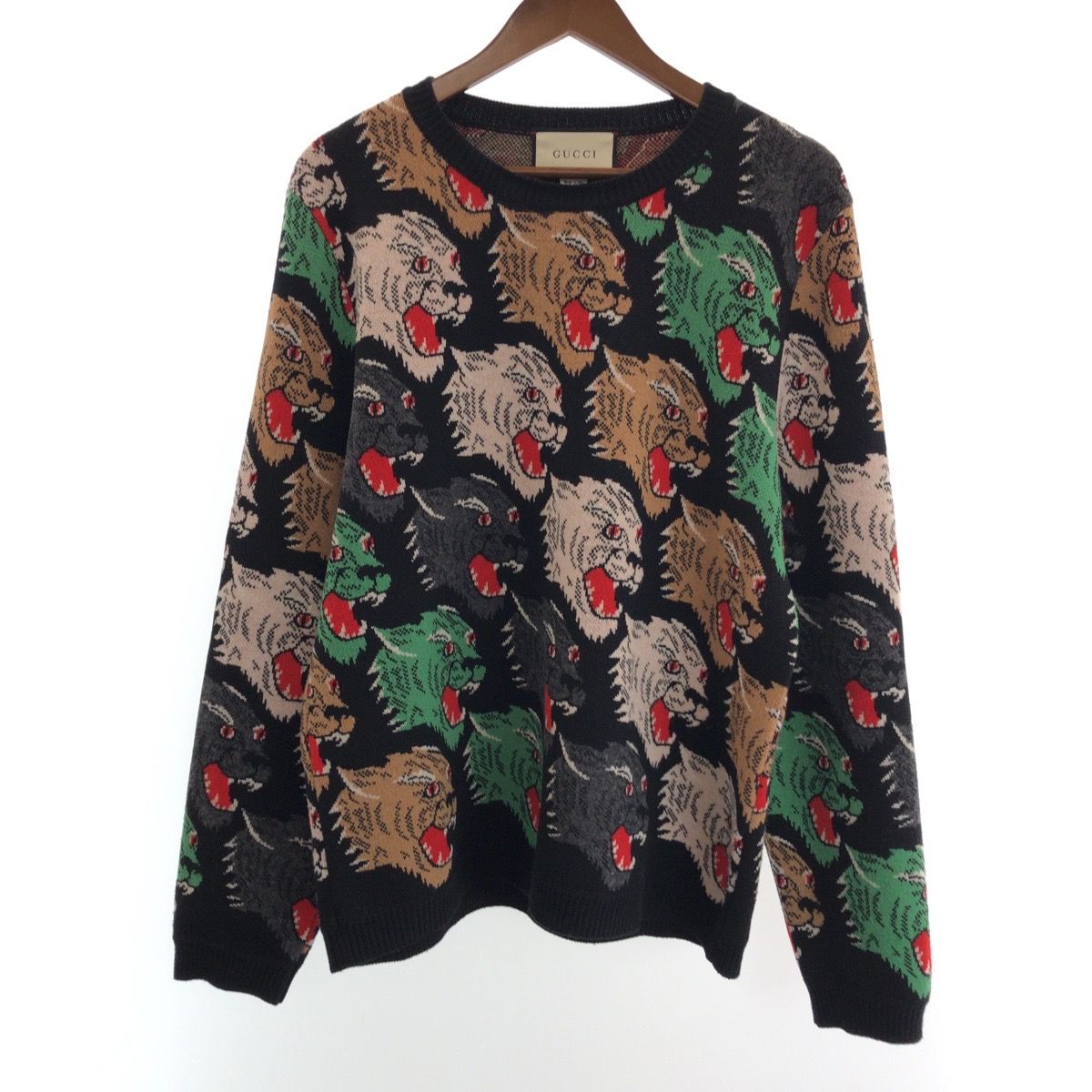 美品 GUCCI グッチ パンサーフェイス サイズL ブラック 黒 マルチ 