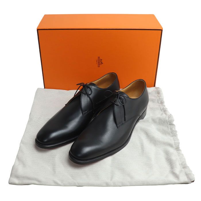 HERMES エルメス レースアップ ビジネスシューズ ブラック 41 1/2 革靴 