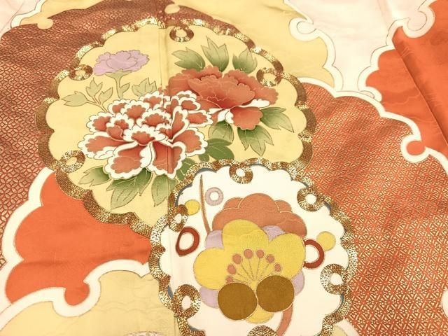 平和屋着物□豪華振袖 駒刺繍 草花文 金彩 正絹 逸品 AAAU3676jd 平和屋
