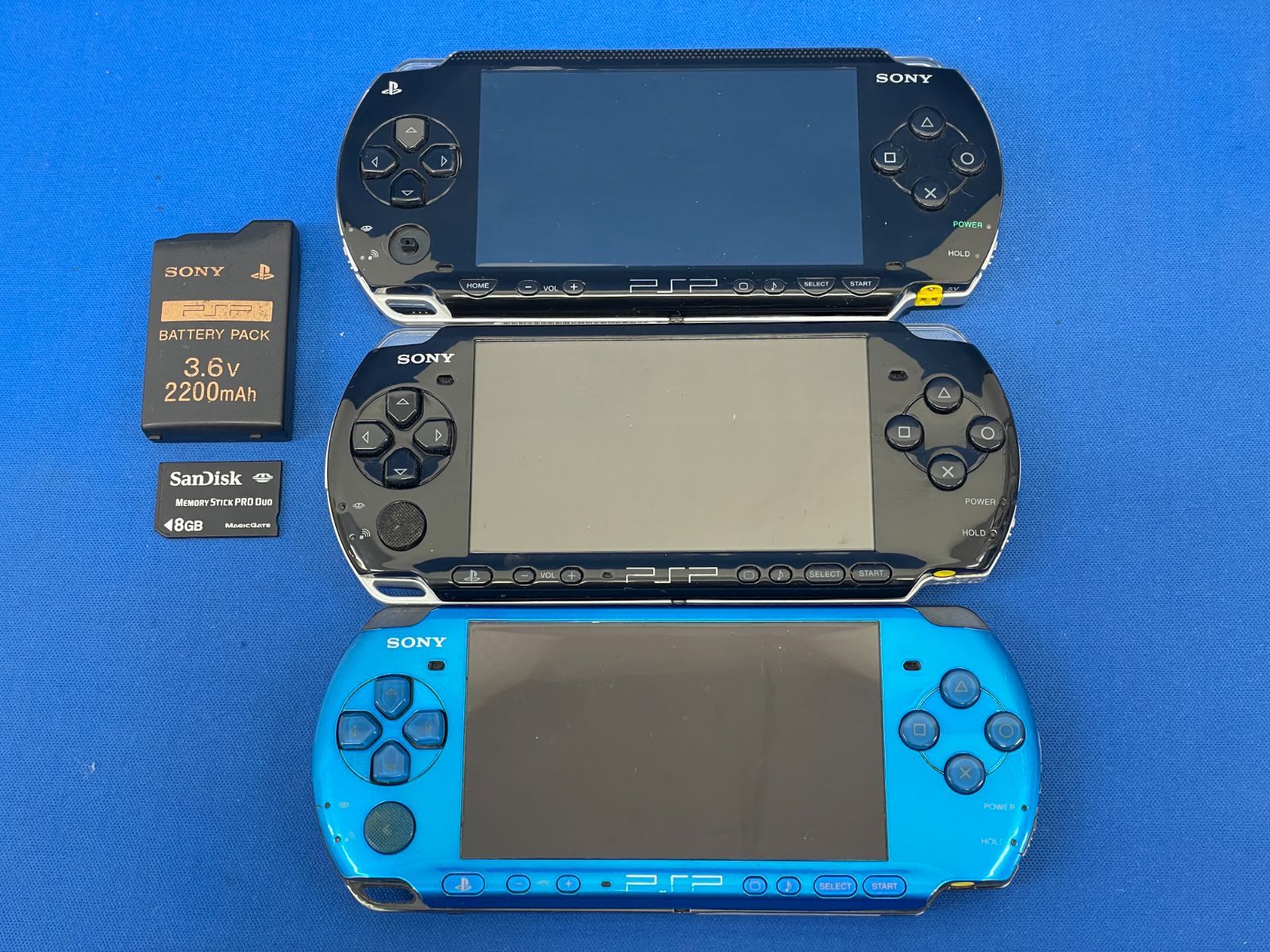 ジャンク PSP 3台セット☆ SONY PSP-1000・PSP-3000 ブラック ブルー 本体のみ バッテリー無し - メルカリ