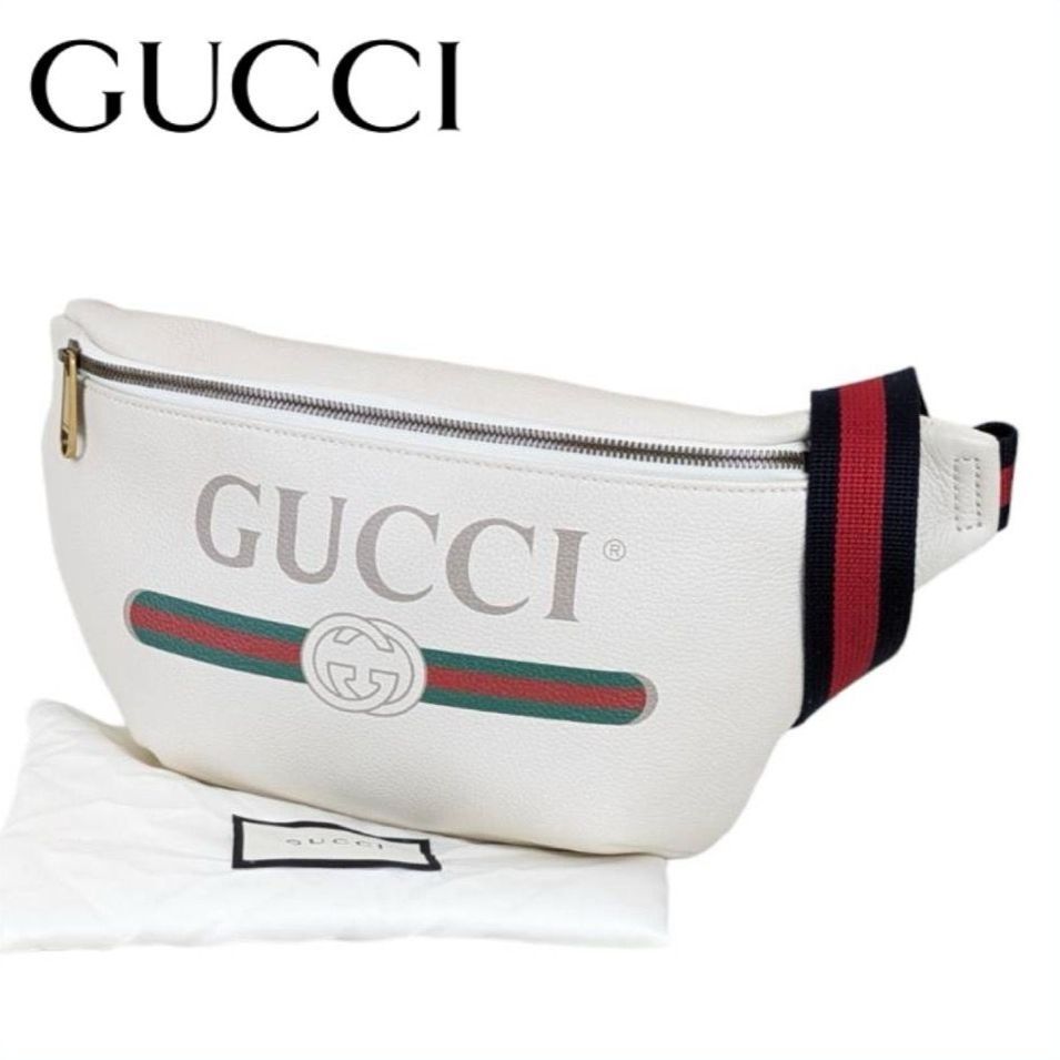 オープニング価格 人気【極美品】GUCCI グッチ 530412 ヴィンテージロゴ ボディバッグ ベルトバッグ ウエストバッグ ホワイト レザー  メンズ レディース - メルカリ